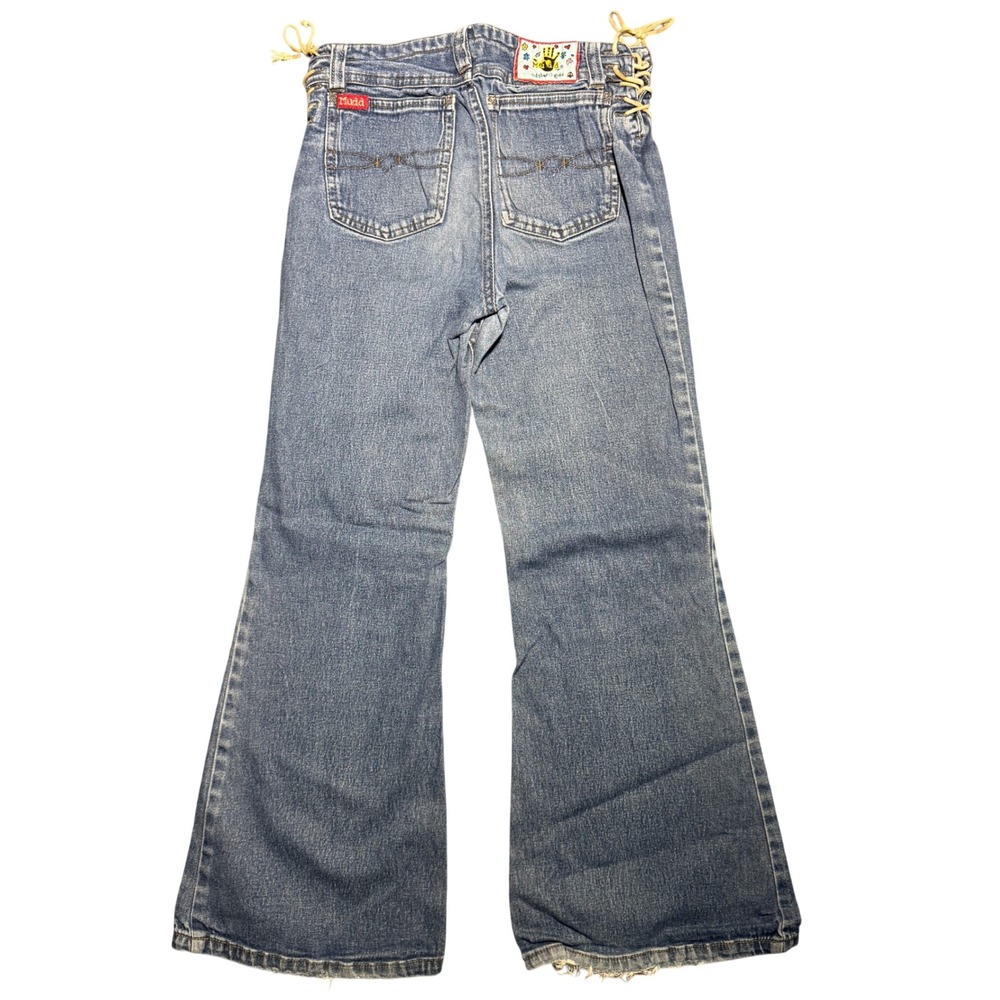 Vintage Mudd Y2K Flare Jeans Blue Lace Up Side Detail Wide Leg 24x24 6R0462